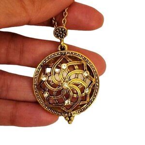 Brand-New Rhinestone Necklece with magnifying glass pendant Jewelry Loupe